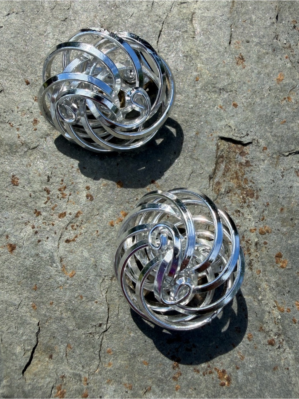 Vintage West Germany Silver-Tone Twisted Clip-On Earrings
